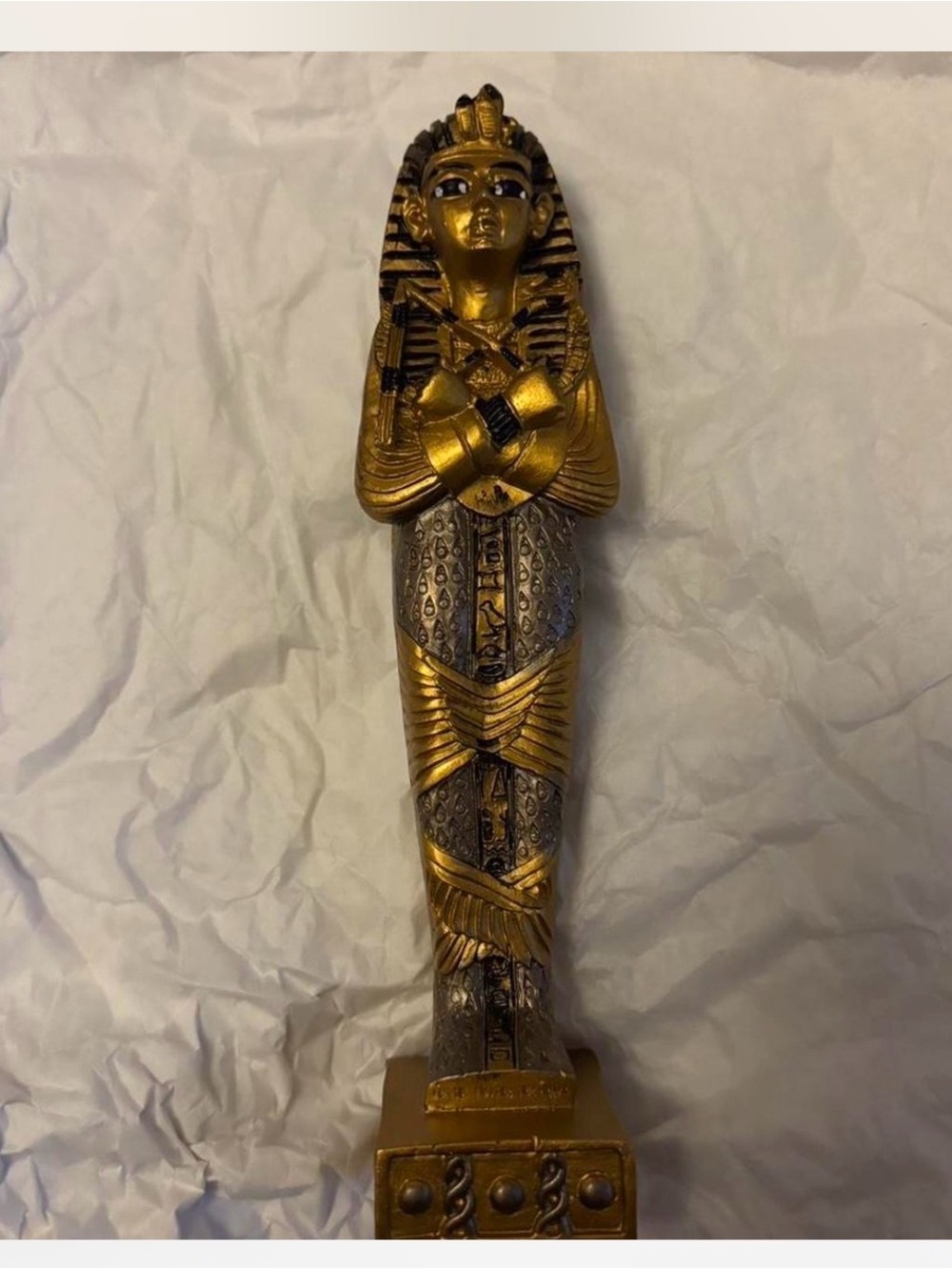 Egyptian Pharaoh Sarcophagus Statue - Gold and Black